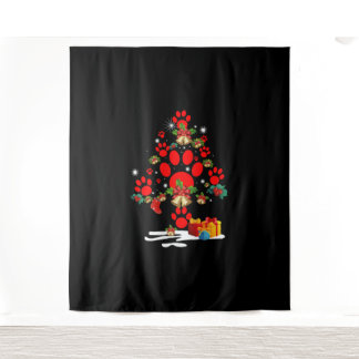 Dog Paw Christmas Tree Funny Merry Christmas Tapestry