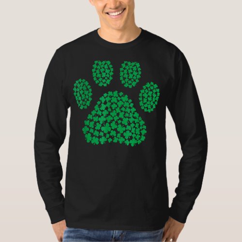 Dog Paw Clovers St Patrick S Day Shamrock T_Shirt
