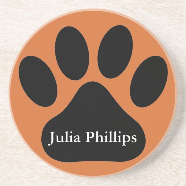 Dog Paw Coaster in Orange (Front)