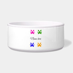 Dog paw colorful pet add name text animal paw bowl