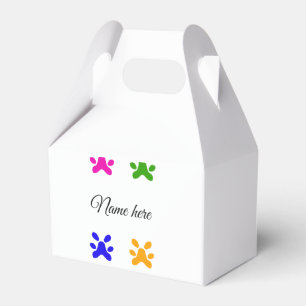 Dog paw colorful pet add name text animal paw favor boxes