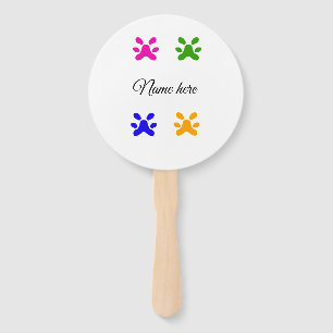 Dog paw colorful pet add name text animal paw hand fan