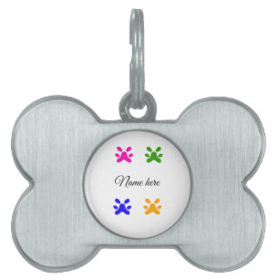 Dog paw colorful pet add name text animal paw ID tag