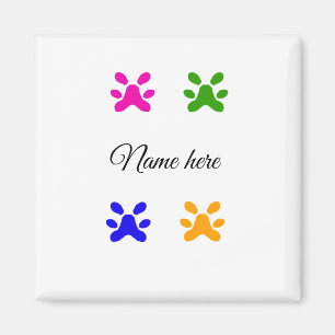 Dog paw colorful pet add name text animal paw magnet