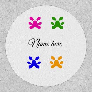 Dog paw colorful pet add name text animal paw patch