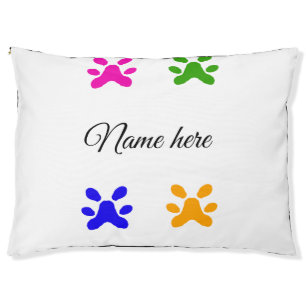 Dog paw colorful pet add name text animal paw pet bed