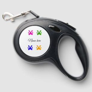 Dog paw colorful pet add name text animal paw retractable pet leash 