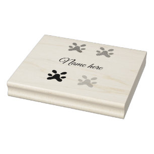 Dog paw colorful pet add name text animal paw rubber stamp