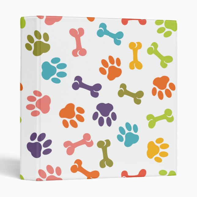 Dog Paw Cool Cute Girly Animal Fashion Pattern 3 Ring Binder (Front/Spine)