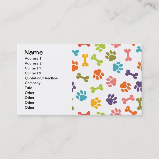Dog Paw Cool Cute Girly Animal Fashion Pattern Business Card (Front)