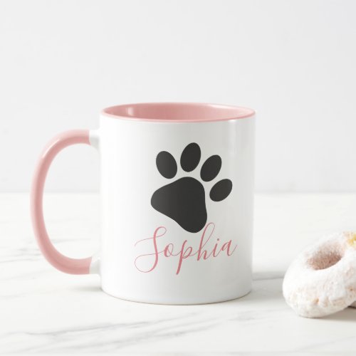 Dog Paw Custom Name Dog Lover Personalized Mug