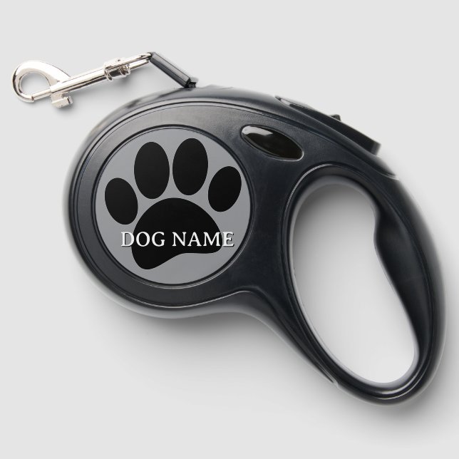 Dog Paw Custom Name Retractable Pet Leash (Front)