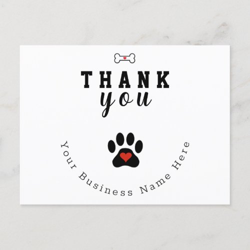 Dog Paw Custom Thank you card