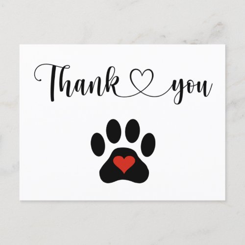 Dog Paw Custom Thank you card