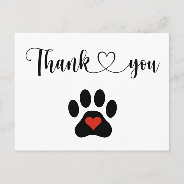Dog Paw Custom Thank you card (Front)
