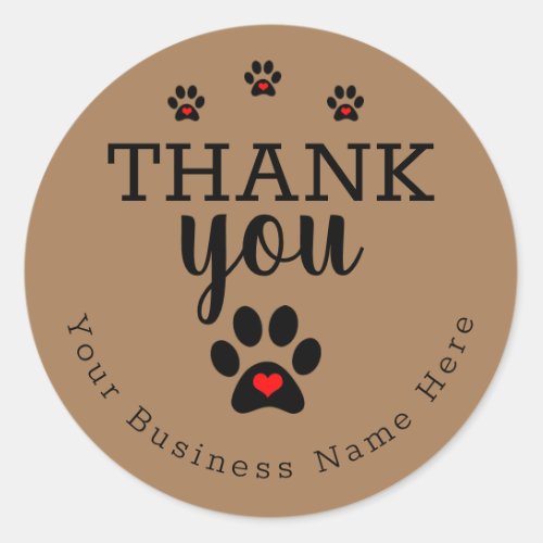 Dog Paw Custom Thank You Stickers