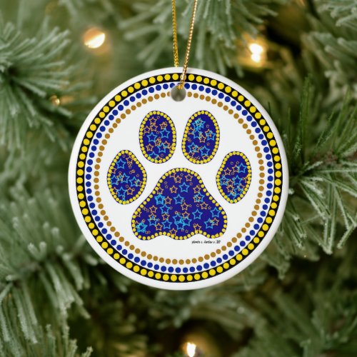 Dog Paw Design Ceramic Ornament