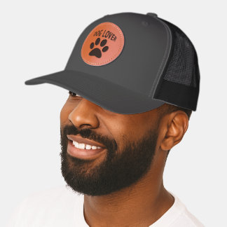 Dog Paw Dog Lover Leather Patch Cap