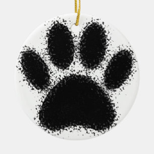 Dog Paw Drawing Ceramic Ornament
