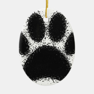 Dog Paw Drawing Ceramic Ornament