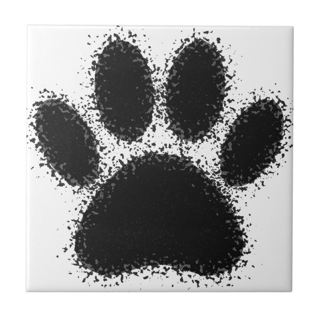 Dog Paw Drawing Ceramic Tile (Front)