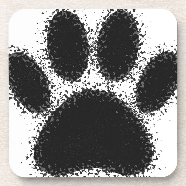 Dog Paw Drawing Drink Coaster (Front)