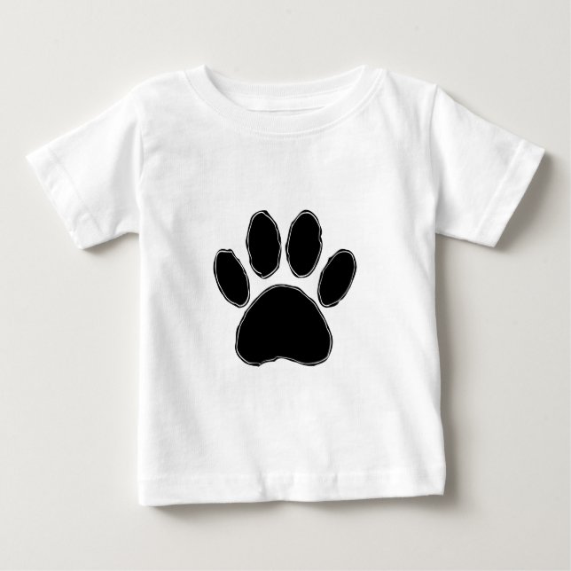 Dog Paw Drawing In Black Baby T-Shirt (Front)