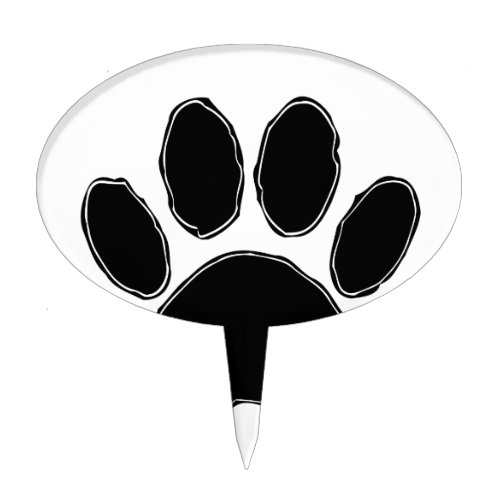 Dog Paw Drawing In Black Cake Topper