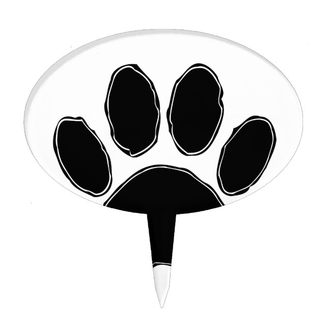 Dog Paw Drawing In Black Cake Topper (Front)