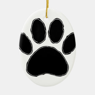 Dog Paw Drawing In Black Ceramic Ornament