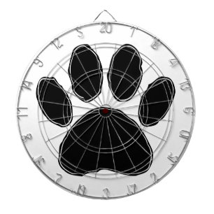 Dog Paw Drawing In Black Dartboard With Darts