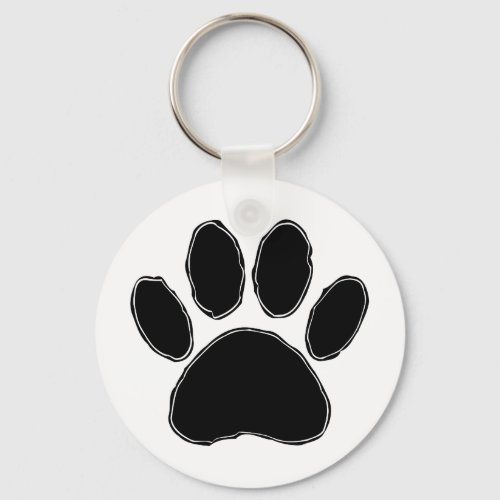 Dog Paw Drawing In Black Keychain