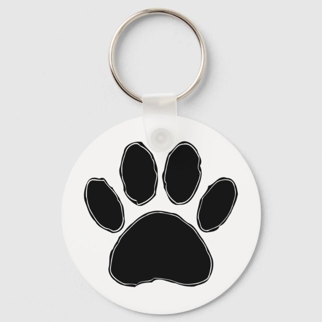 Dog Paw Drawing In Black Keychain (Front)