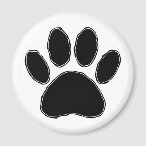 Dog Paw Drawing In Black Magnet