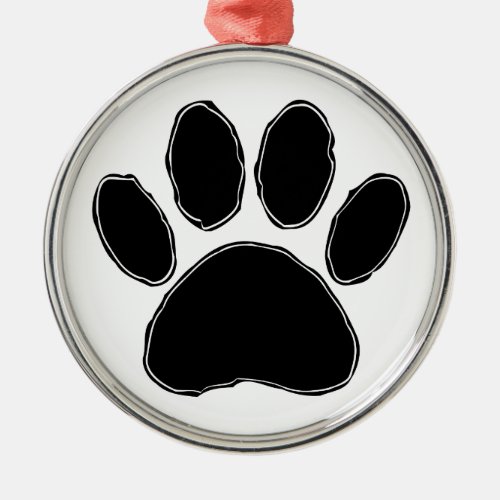 Dog Paw Drawing In Black Metal Ornament