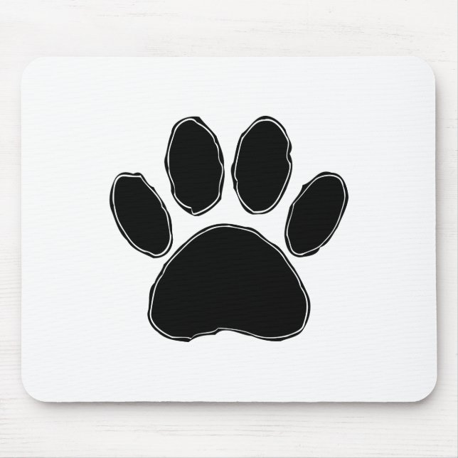 Dog Paw Drawing In Black Mouse Pad (Front)