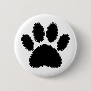 Dog Paw Drawing In Black Pinback Button