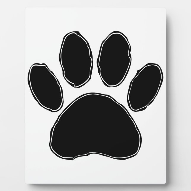 Dog Paw Drawing In Black Plaque (Front)