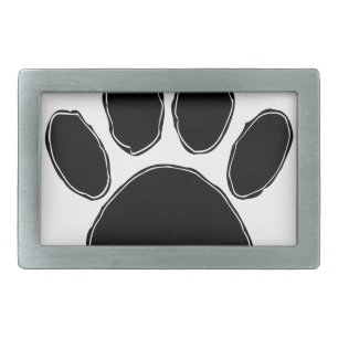 Dog Paw Drawing In Black Rectangular Belt Buckle