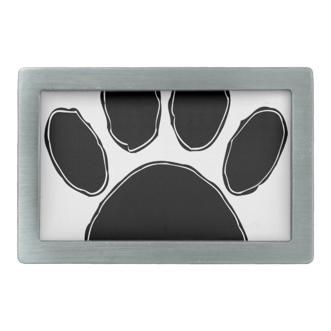 Dog Paw Drawing In Black Rectangular Belt Buckle (Front)