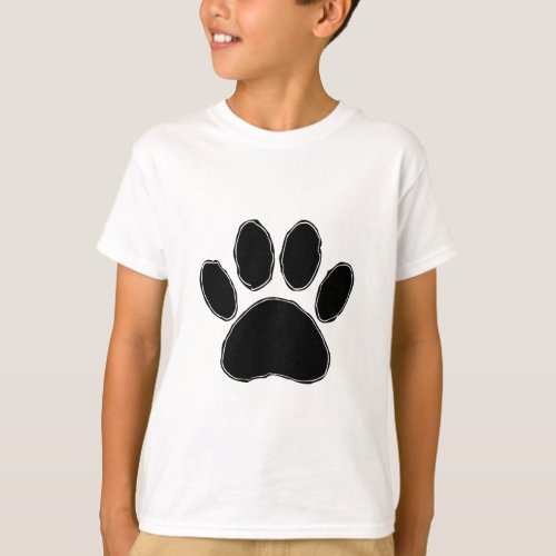 Dog Paw Drawing In Black T_Shirt