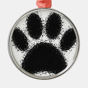 Dog Paw Drawing Metal Ornament