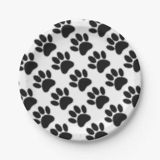 Dog Paw Drawing Paper Plates (Front)