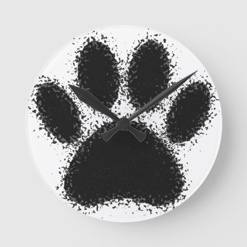 Dog Paw Drawing Round Clock