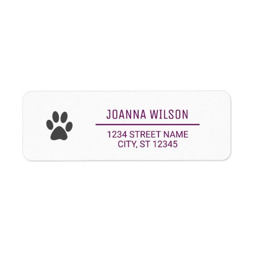 Dog Paw Elegant Minimalist Modern Return Address  Label
