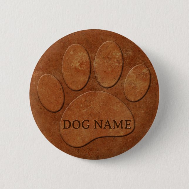 Dog Paw Faux Terracotta Print Button (Front)