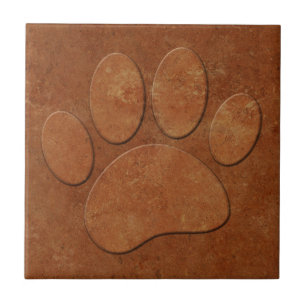 Dog Paw Faux Terracotta Print Ceramic Tile