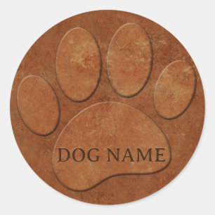 Dog Paw Faux Terracotta Print Classic Round Sticker
