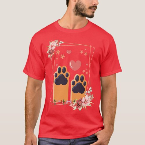 Dog Paw Floral Look T_Shirt
