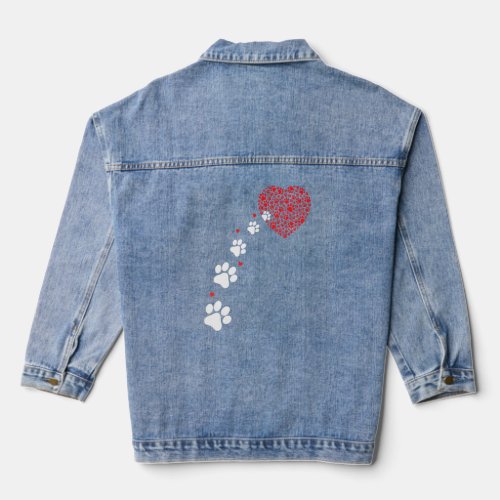 Dog Paw For Dog Owners Women And Men 9  Denim Jacket